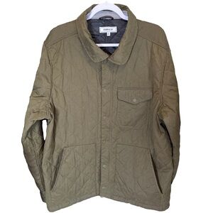 VGUC Crown & Ivy Quilted Jacket Olive Green Barn Coat Pockets Zips Snaps Size XL